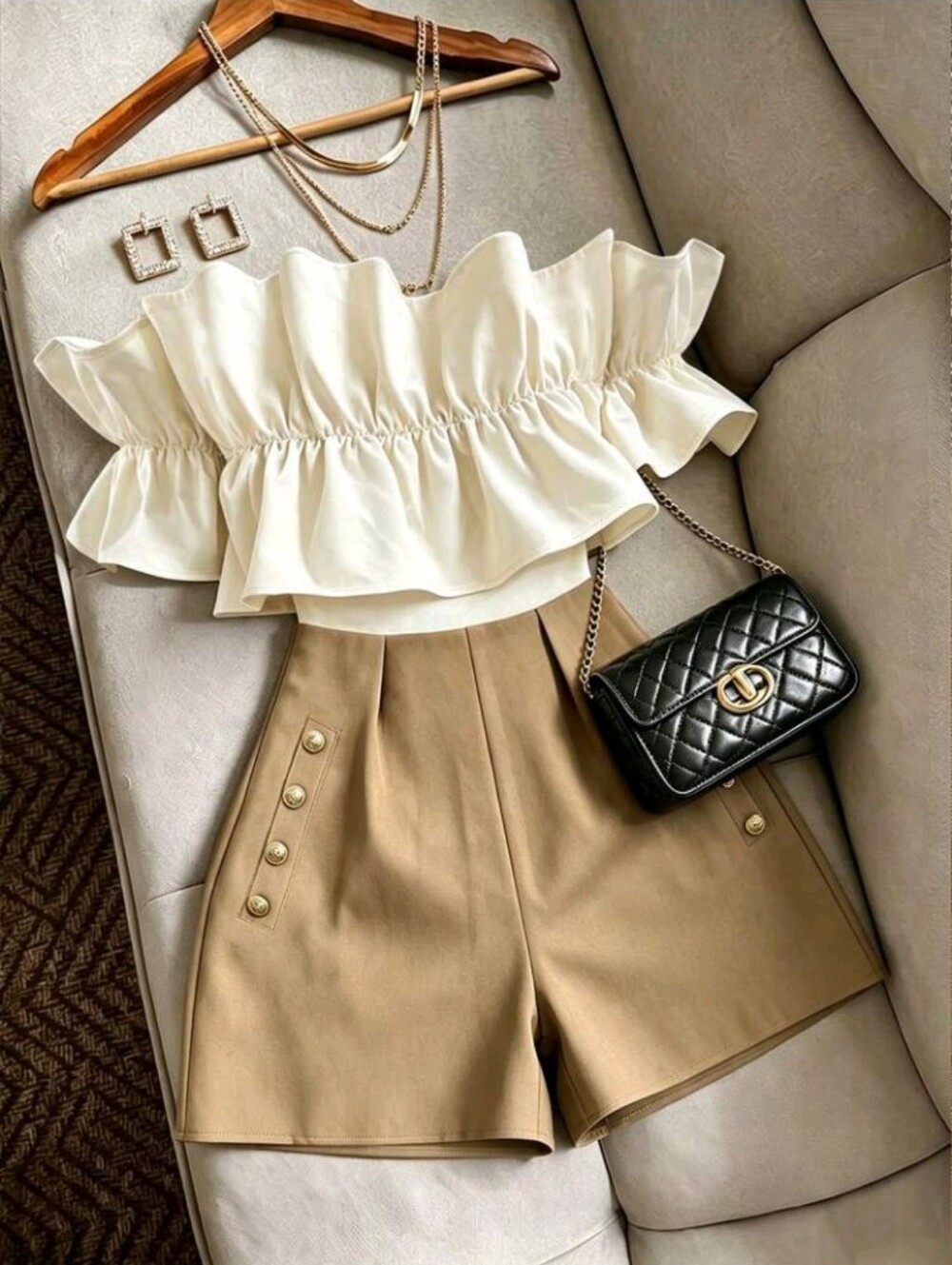 Women's Off-Shoulder Straight Neckline Ruffle Jumpsuit